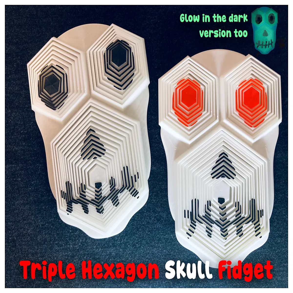 Skeleton Triple Hexagon Fidget Toy 18 Hours Halloween Stress Relief Tool Tactile Puzzle Toy Great for Adults Kids