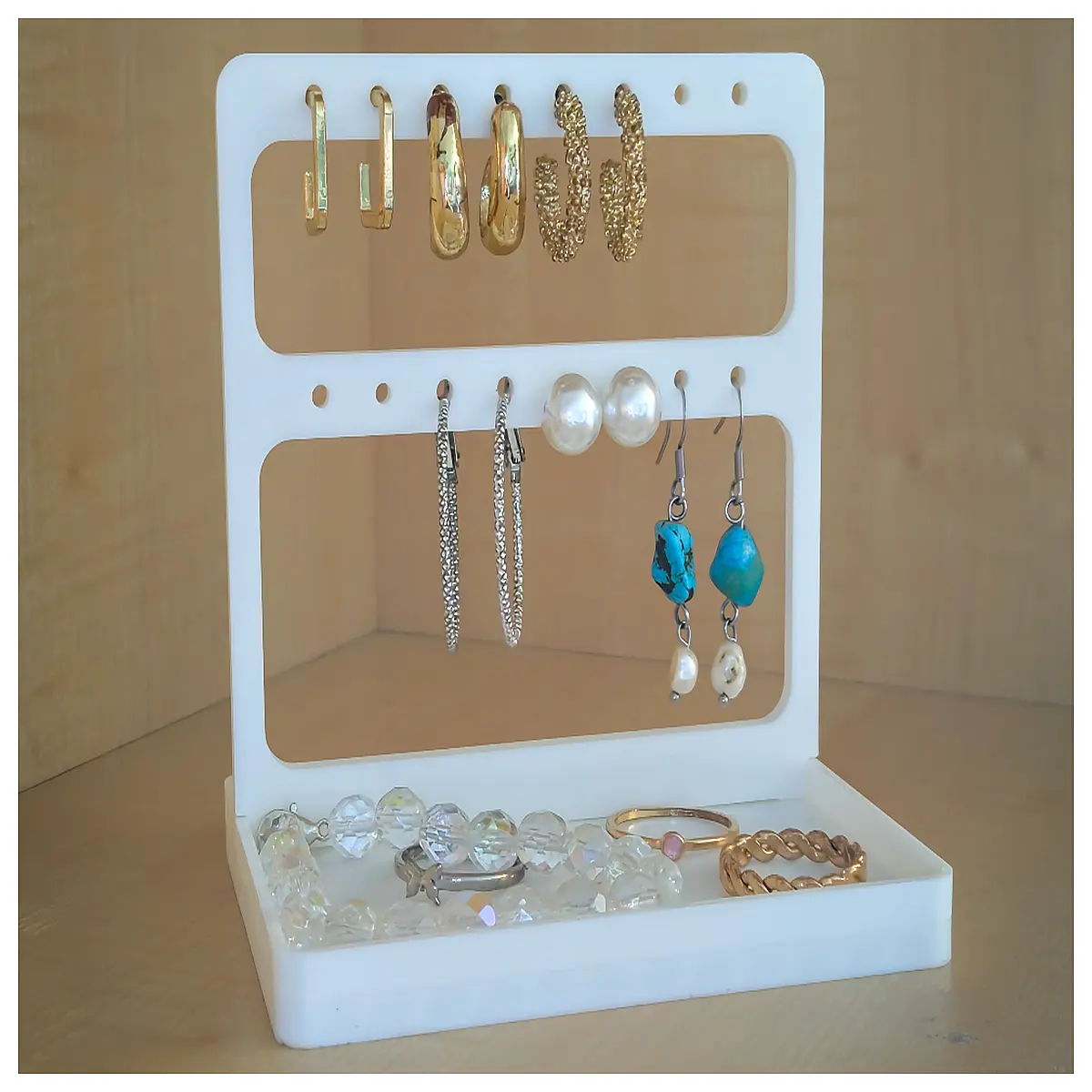 Mini Jewelry Organizer Tray Earrings Holder Display Case Storage Box Compact Jewelry Organizer Ring Earring Storage