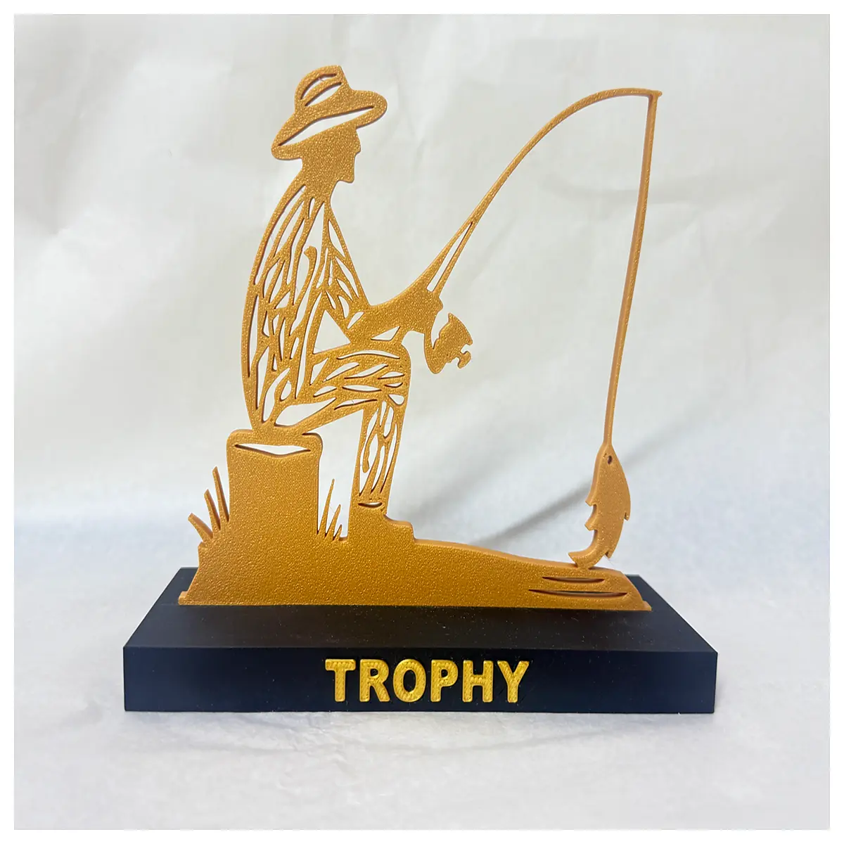 custom engraved fishing trophy award for tournament winner personalized plaque with fish silhouette best catch recognition gift