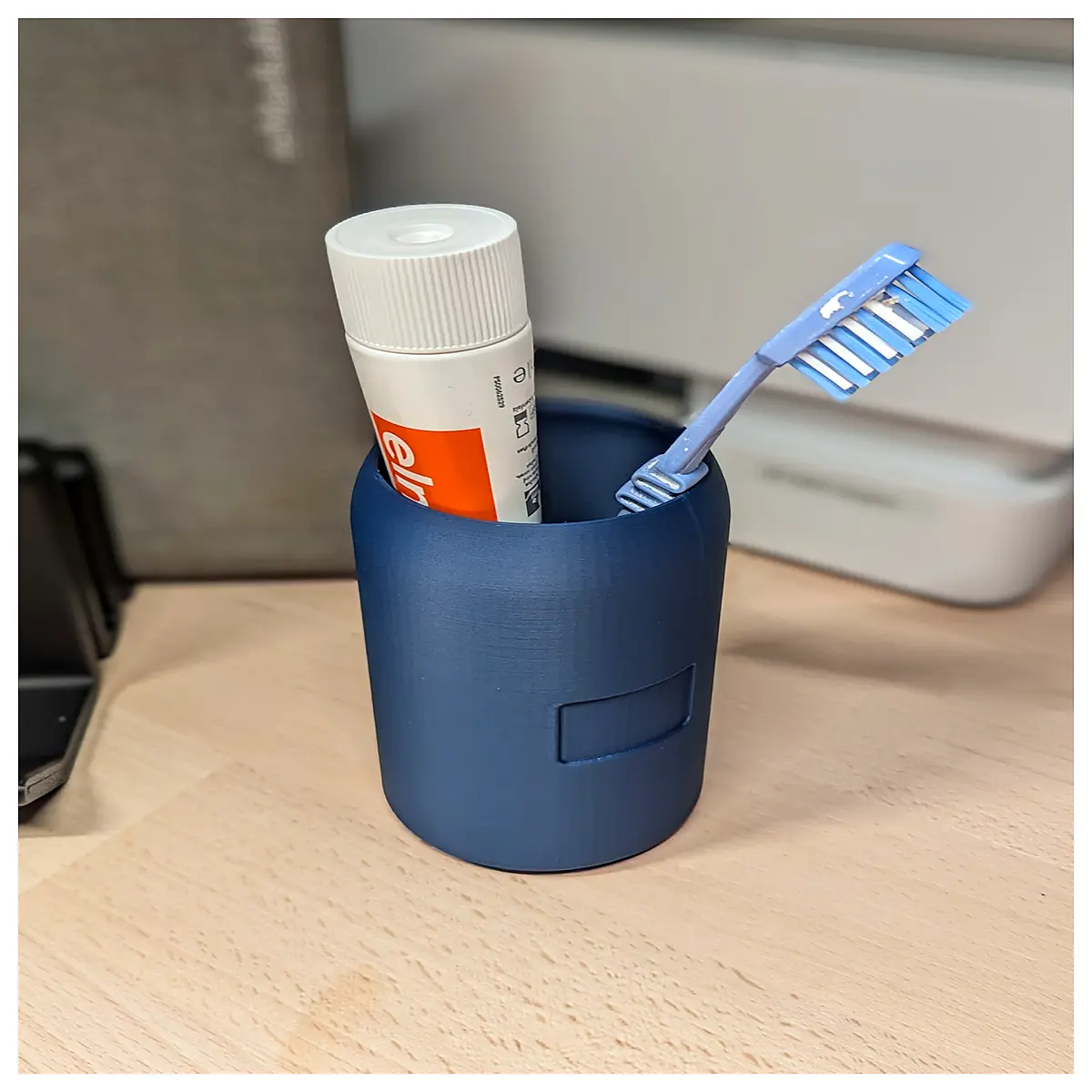 minimalist toothbrush holder cup with name label for bathroom sink organizer hygienic travel friendly