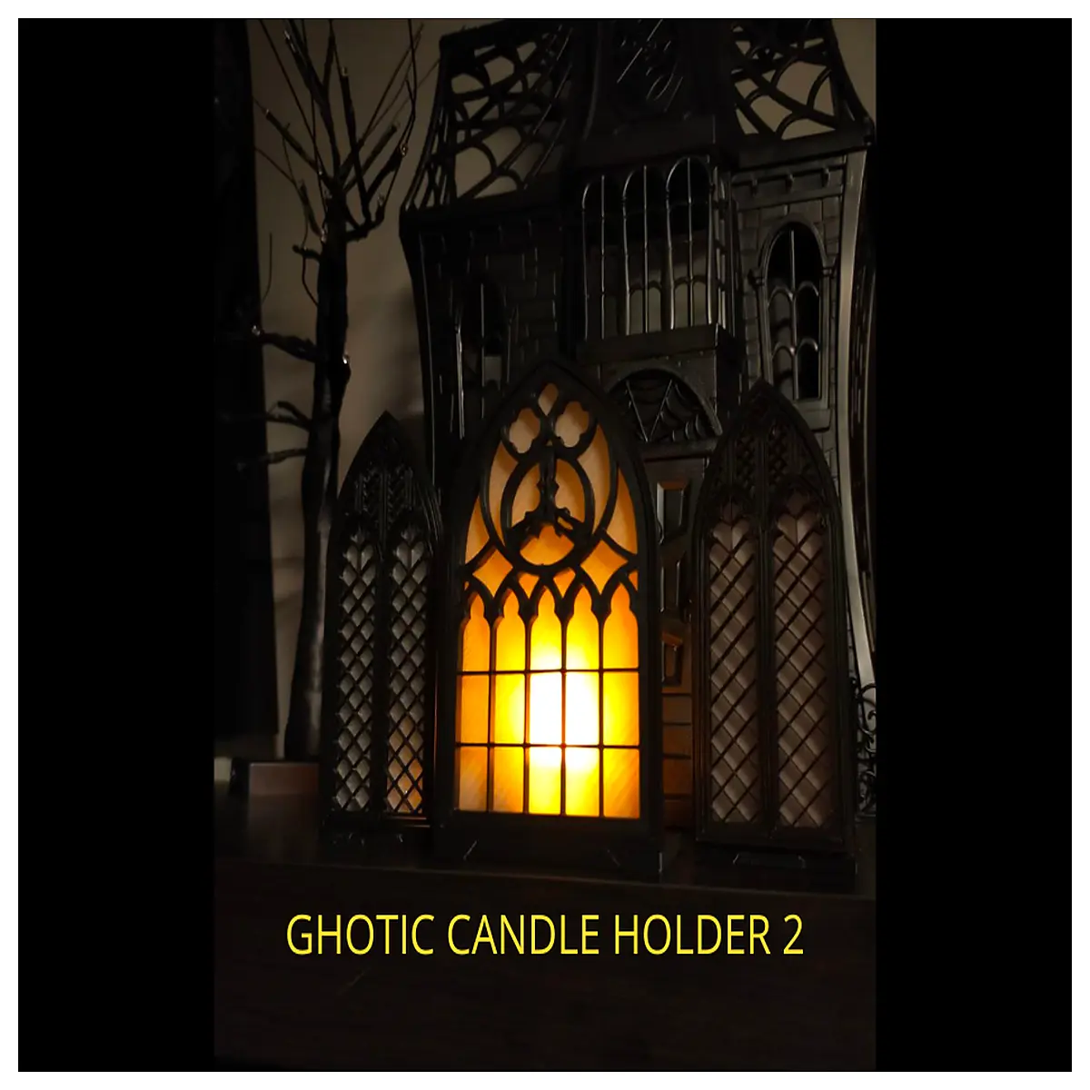 Gothic Window Candle Holder Elegant Desk Decor Vintage Style Candle Stand Home Accent Decorative Accessory
