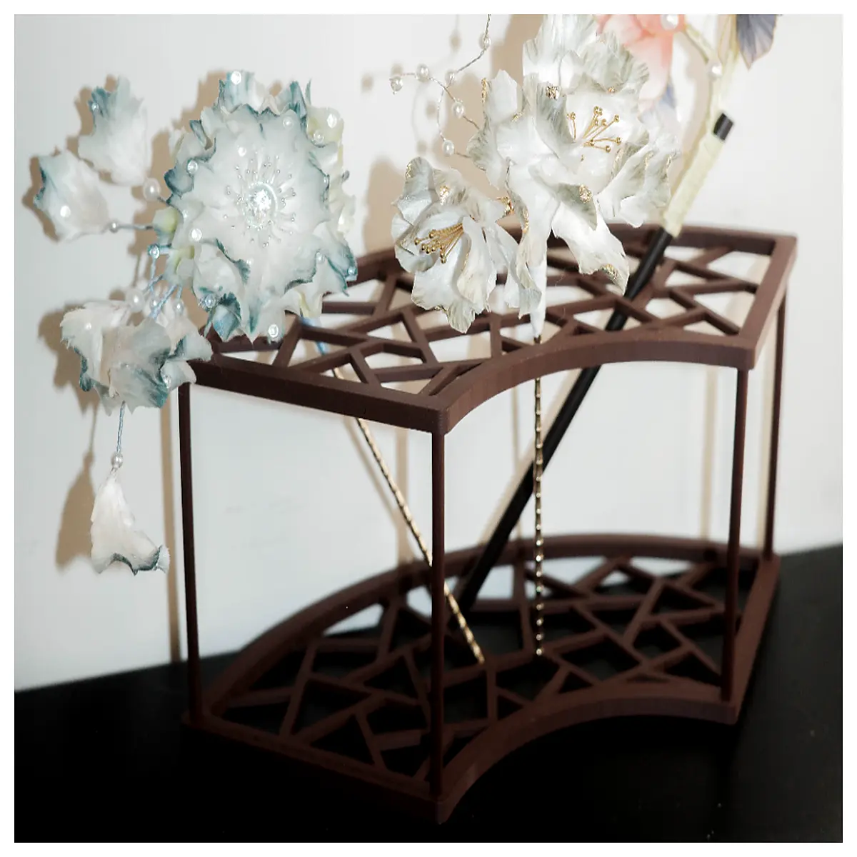Velvet Flower Hairpins Shape Display Stand Jewelry Holder Exhibition Props Stage Decoration Flower Hairpin Accessories