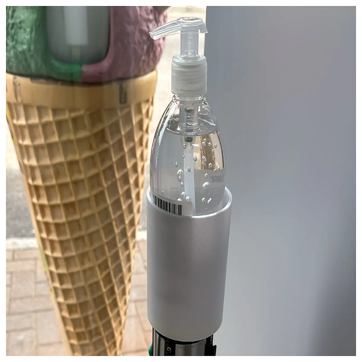 adjustable fence mounted soap dispenser holder for telescopic barrier gate post