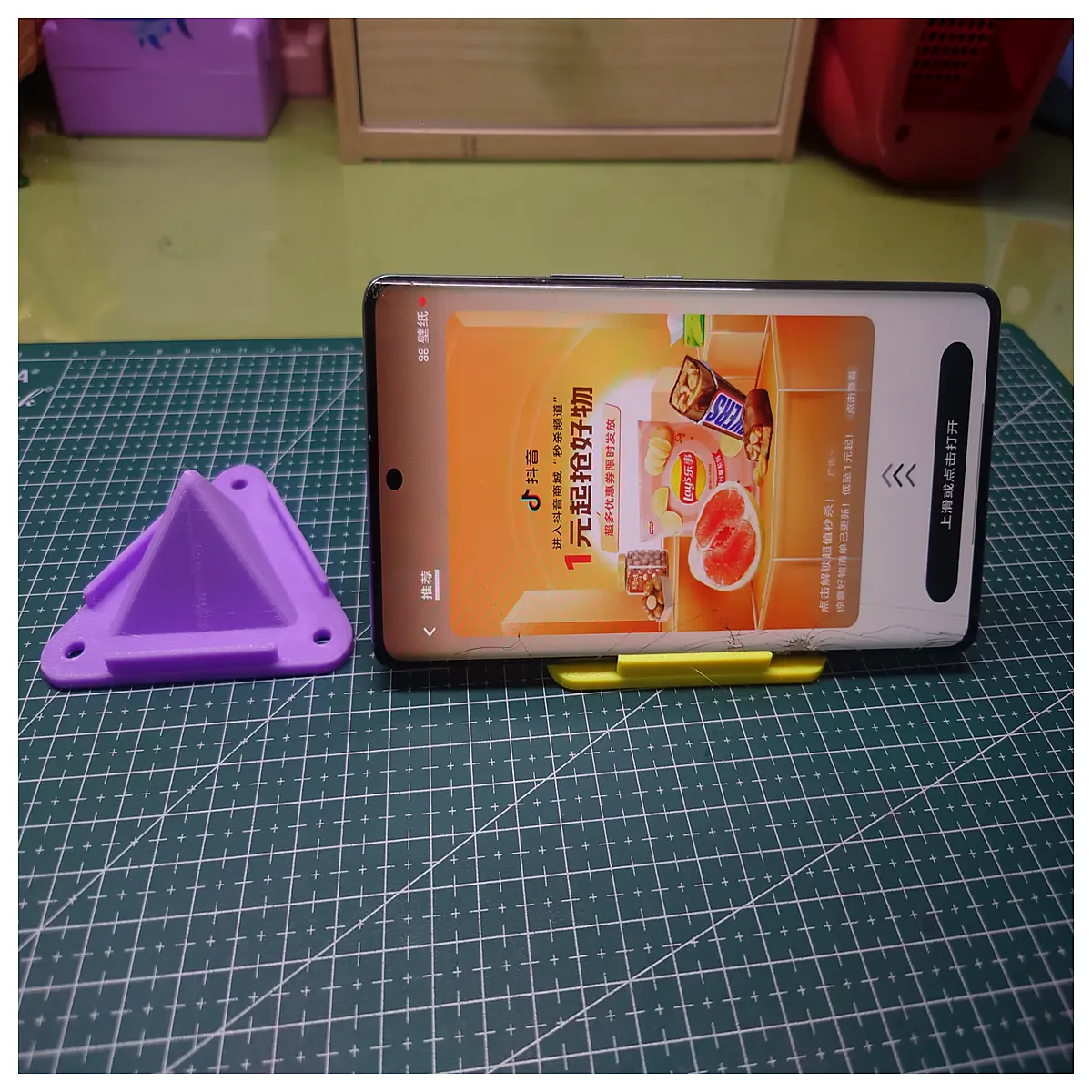 triangular phone desktop holder for tablet charging dock non slip geometric organizer