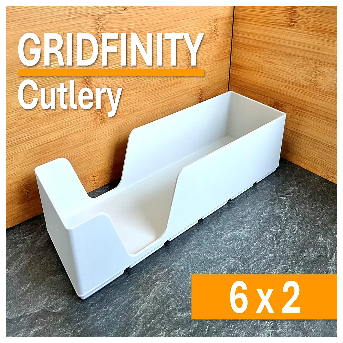 gridfinity organizer inserts for cutlery drawer 6x2 grid system storage bins kitchen utensil dividers modular plastic tray for silverware sorting