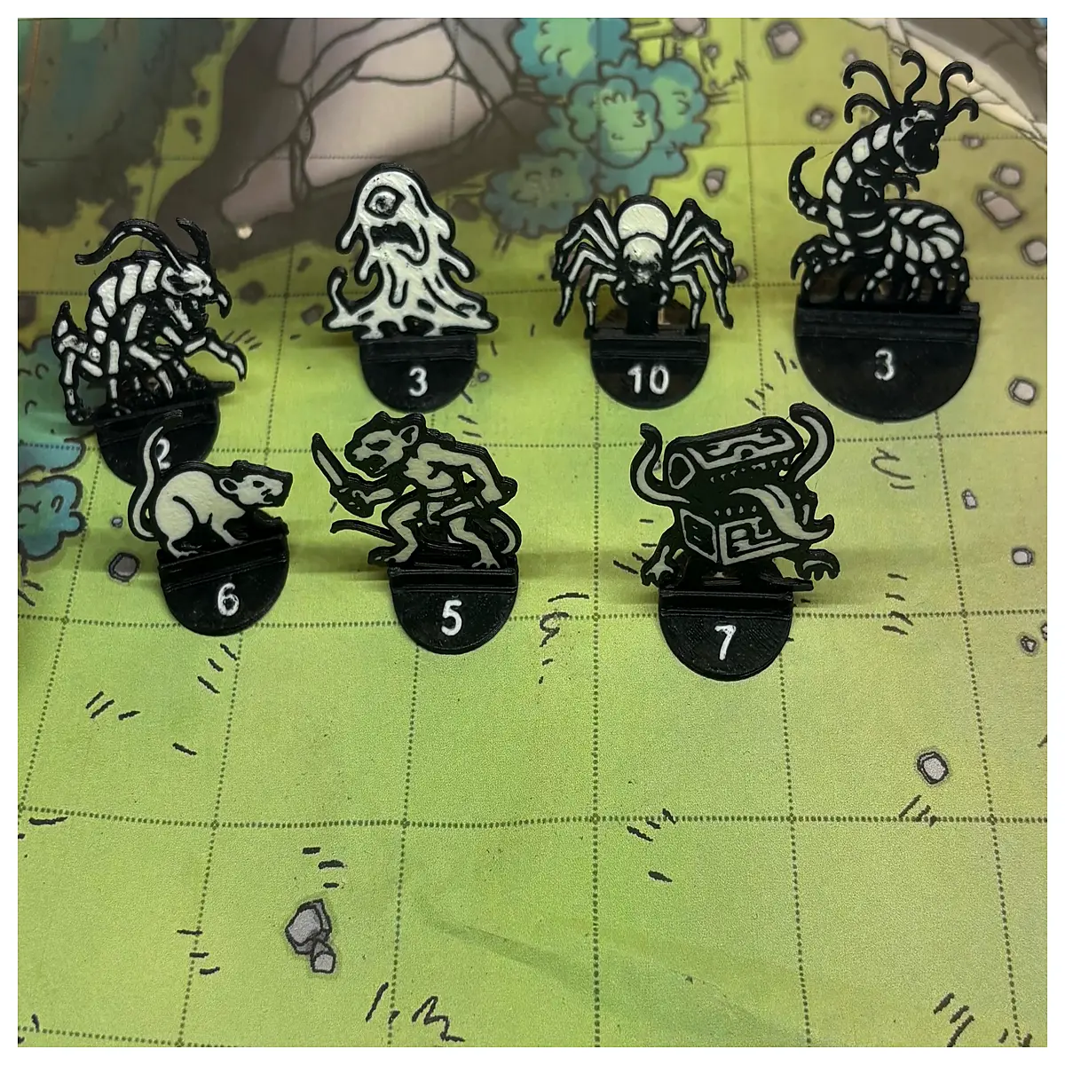 3 Cave Creature Tokens 2D Tabletop RPG Tokens D D Miniatures Character Cards Game Accessories