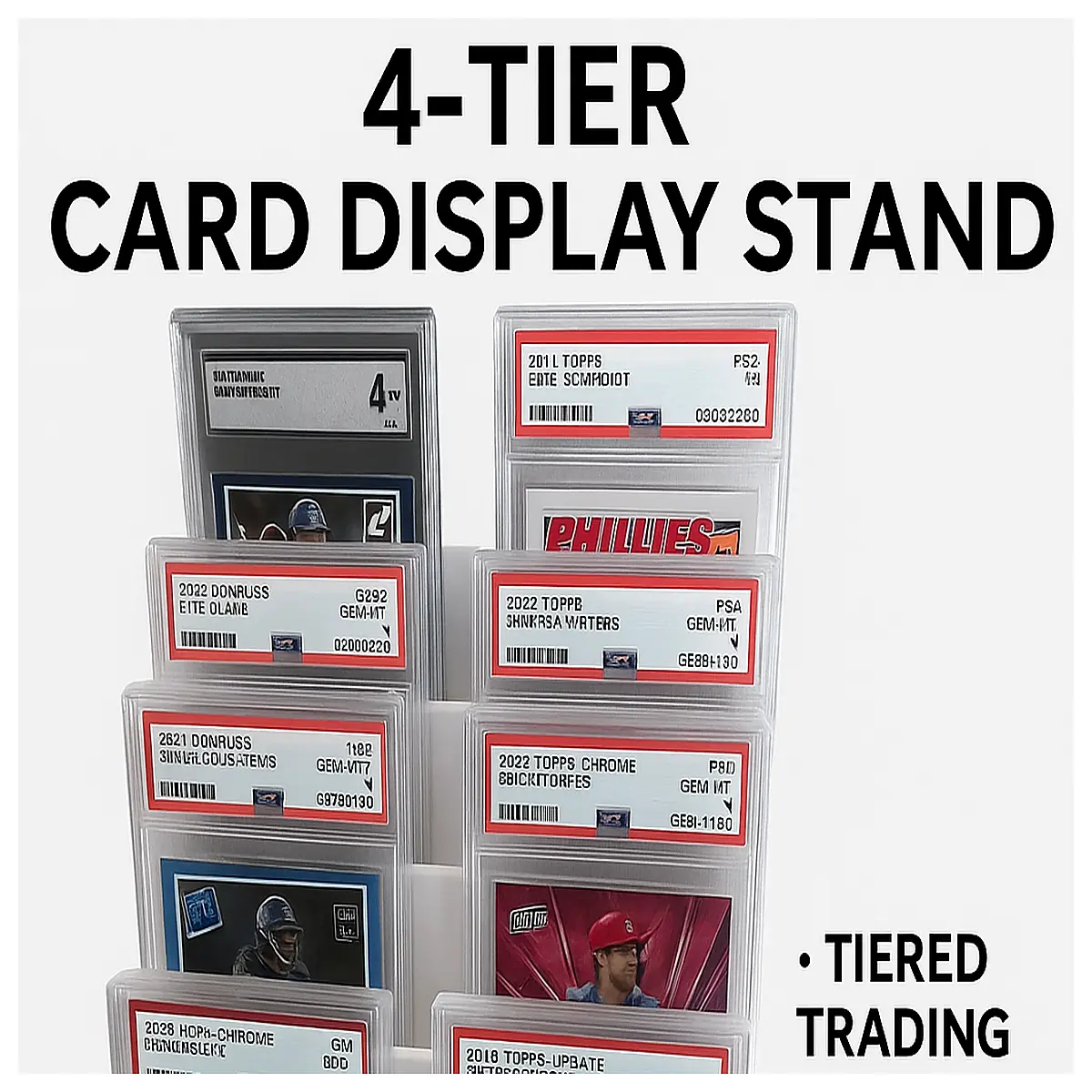 Card Display Case 4 Tier PSA BGS SGC Collection Stand Game Card Holder Storage Showcase Frames