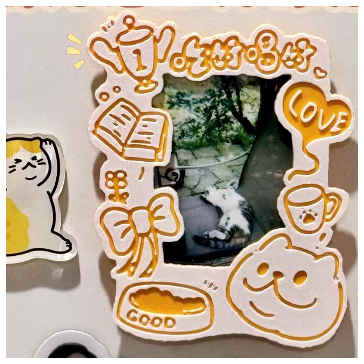 instant photo magnetic frame wall mount cute cat decor for home office