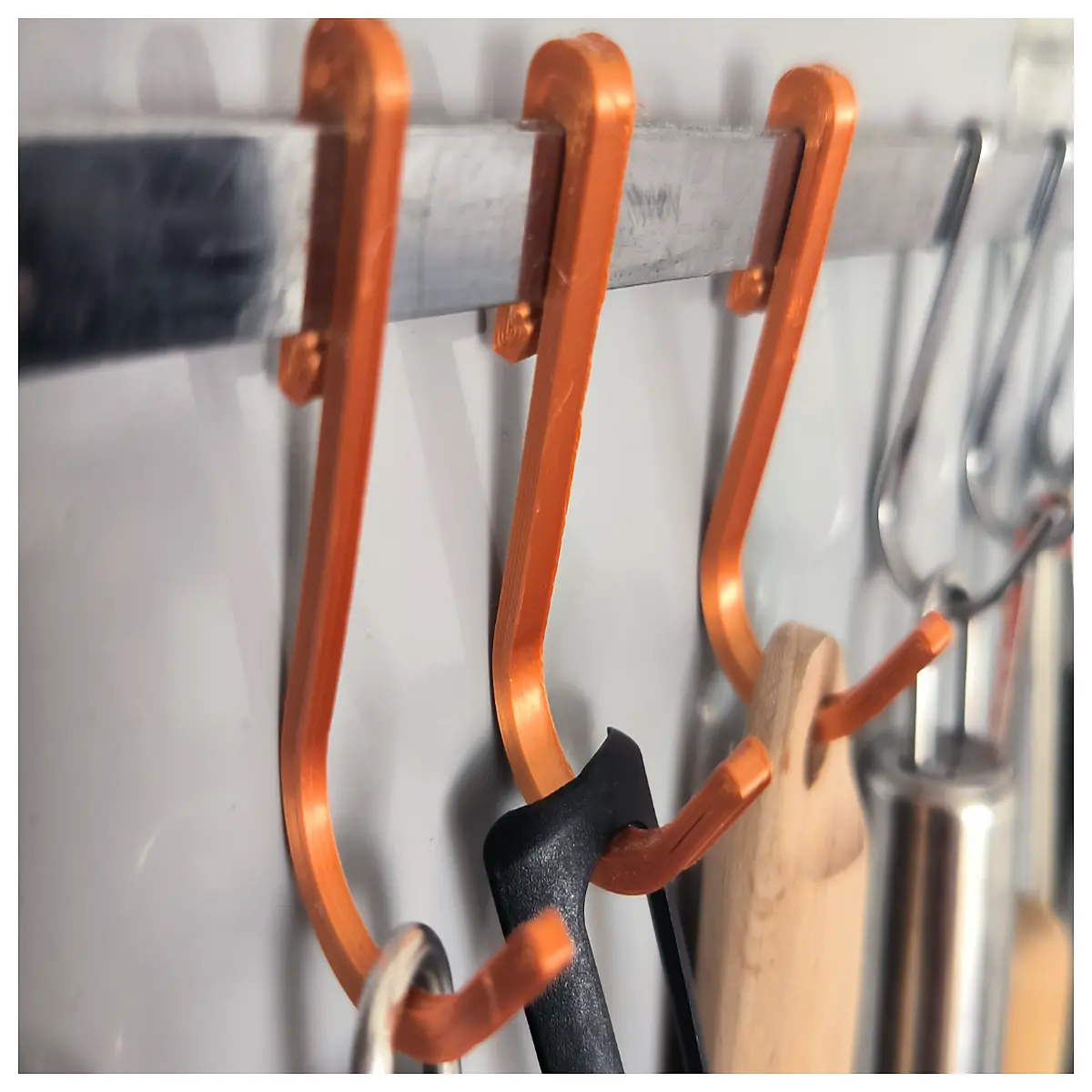 3D Printed Kitchen Hooks Wall Mounted Organizer Stylish Modern Decor Hanging Shelf Kitchen Storage