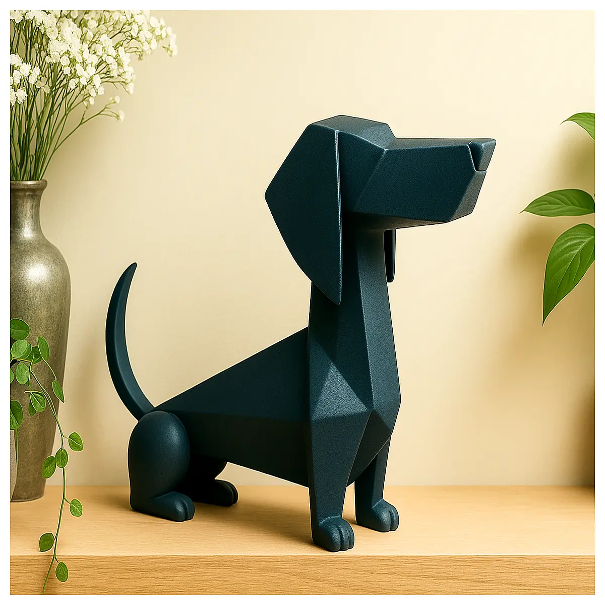 Dachshund Sculpture Low Poly 3D Art Home Decor Figurine Miniature Pet Model
