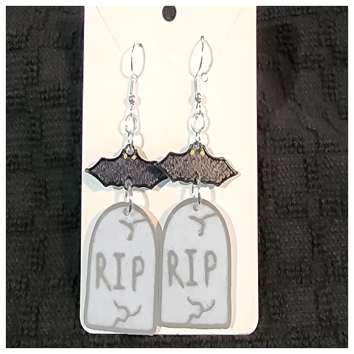 Bat Tombstone Earrings Black Wing Death Theme Jewelry Gothic Style Personality Black Stud Earrings Skull Accessories Dark Art