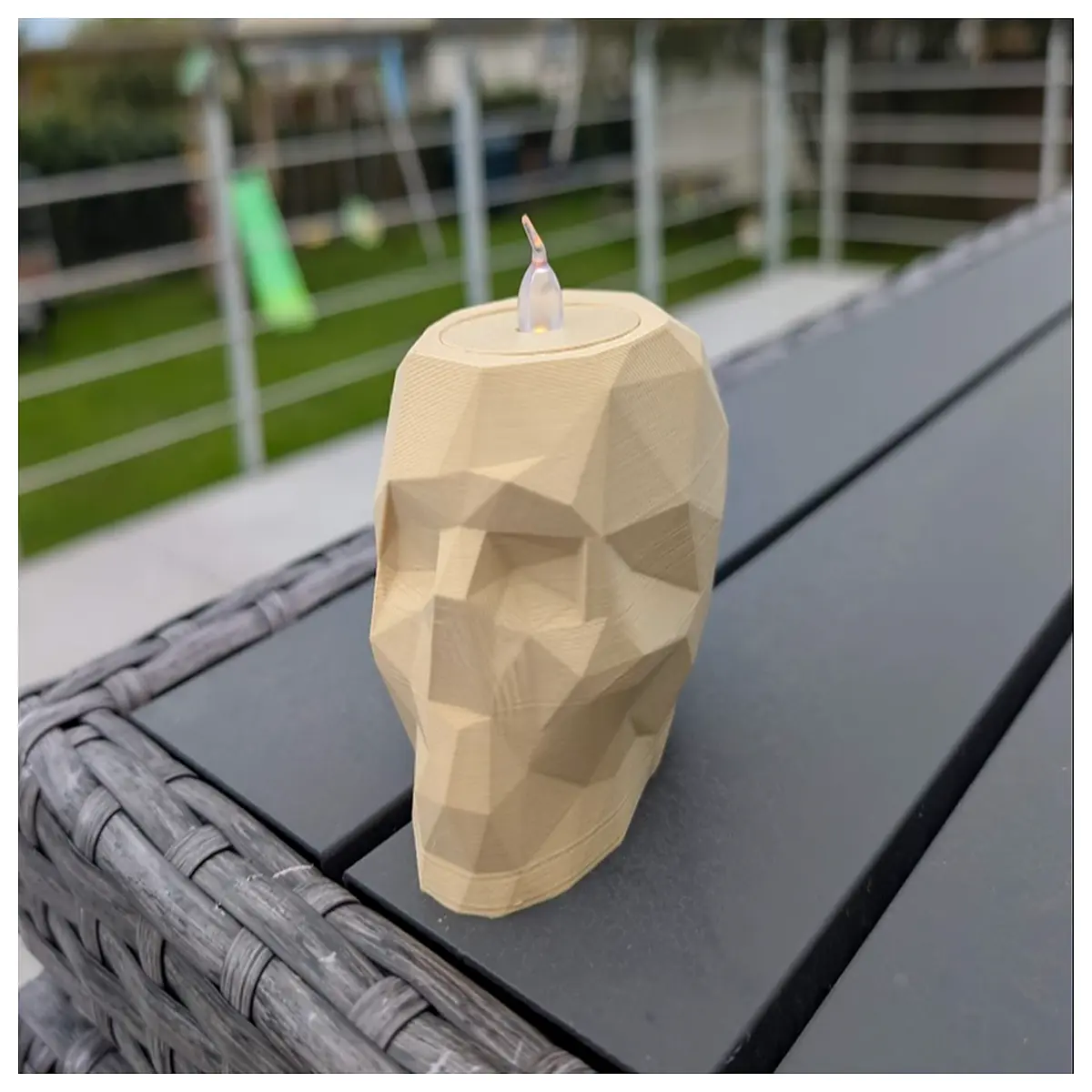 Low Poly Skull Candle Holder Desktop Decor Horror Room Halloween Decoration Skeleton Decor Accessory