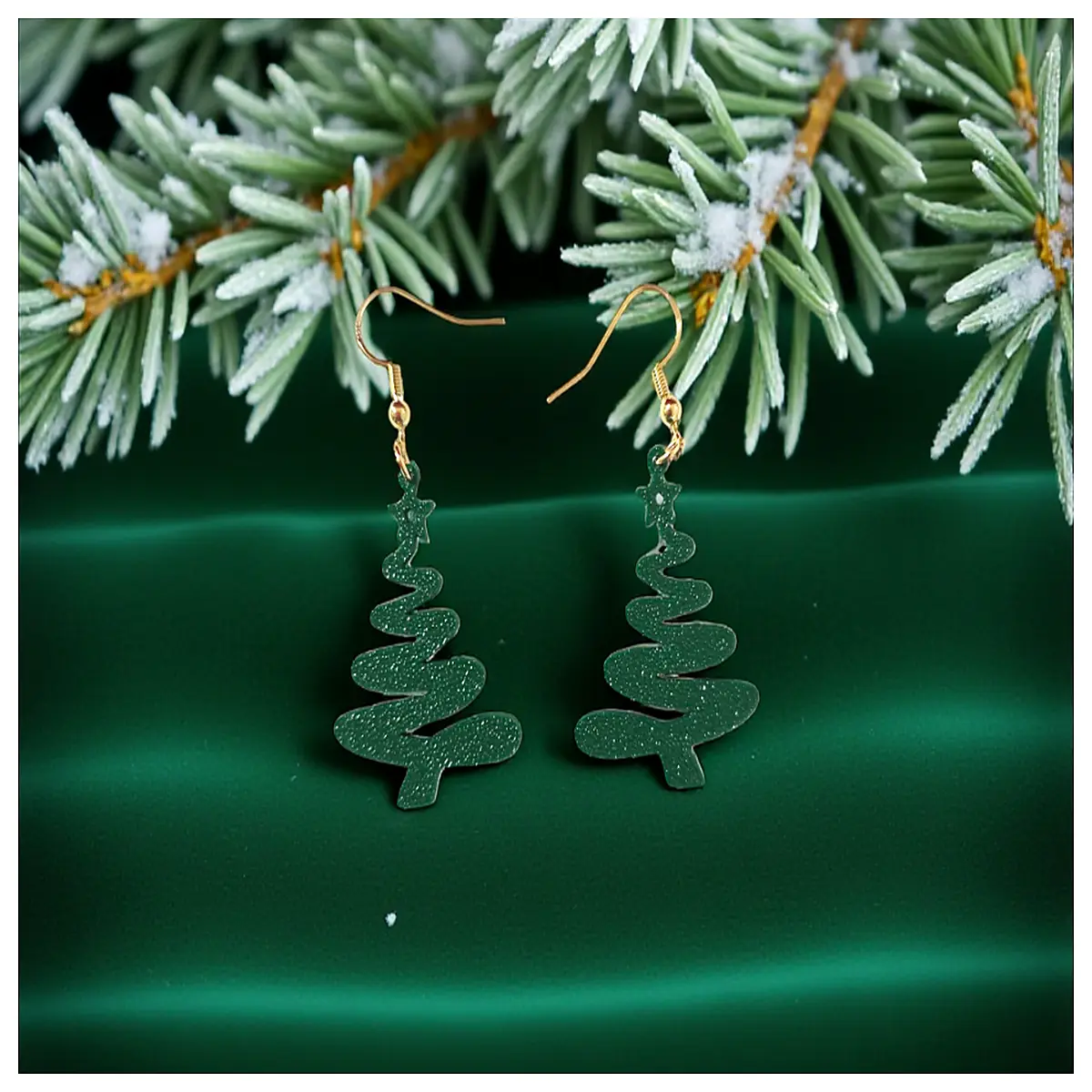 rustic textured tree earrings for women holiday party festive jewelry