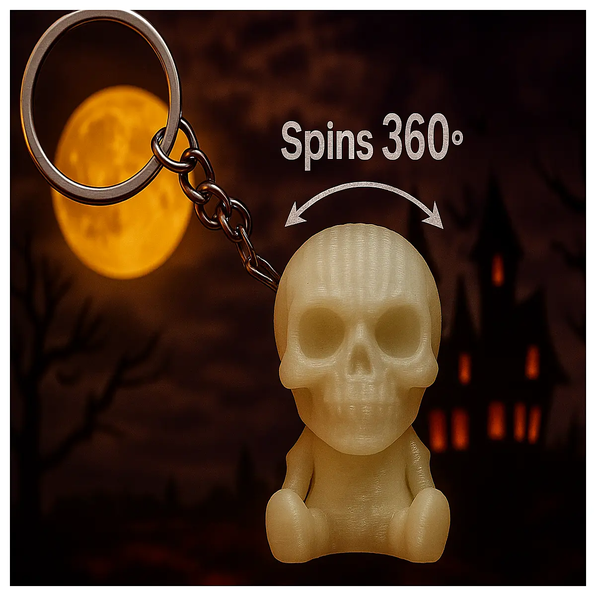 360 Rotating Skull Keychain Creative Charm Personalized Phone Accessory Anime Decoration Anime Souvenir