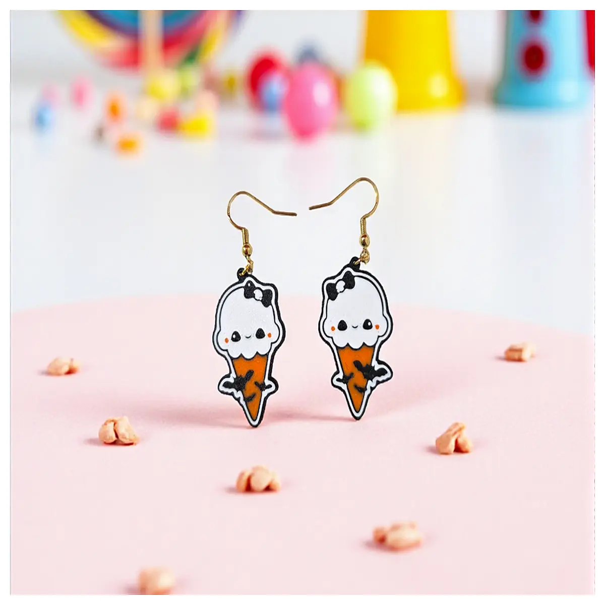 Ghost Ice Cream Earrings Women s Cute Dessert Party Accessories Gift Novelty Ice Cream Shaped Earring Jewelry