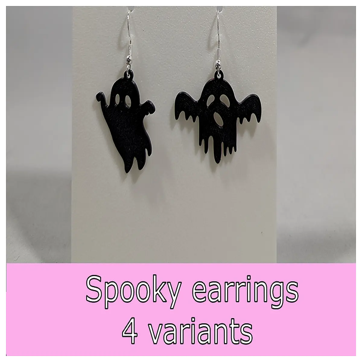 Ghost Earrings 4 Styles Winged Decoration Black Earring Horror Theme Earrings Ghost Studs Black Decorative Earring Trendy Ghost Jewelry