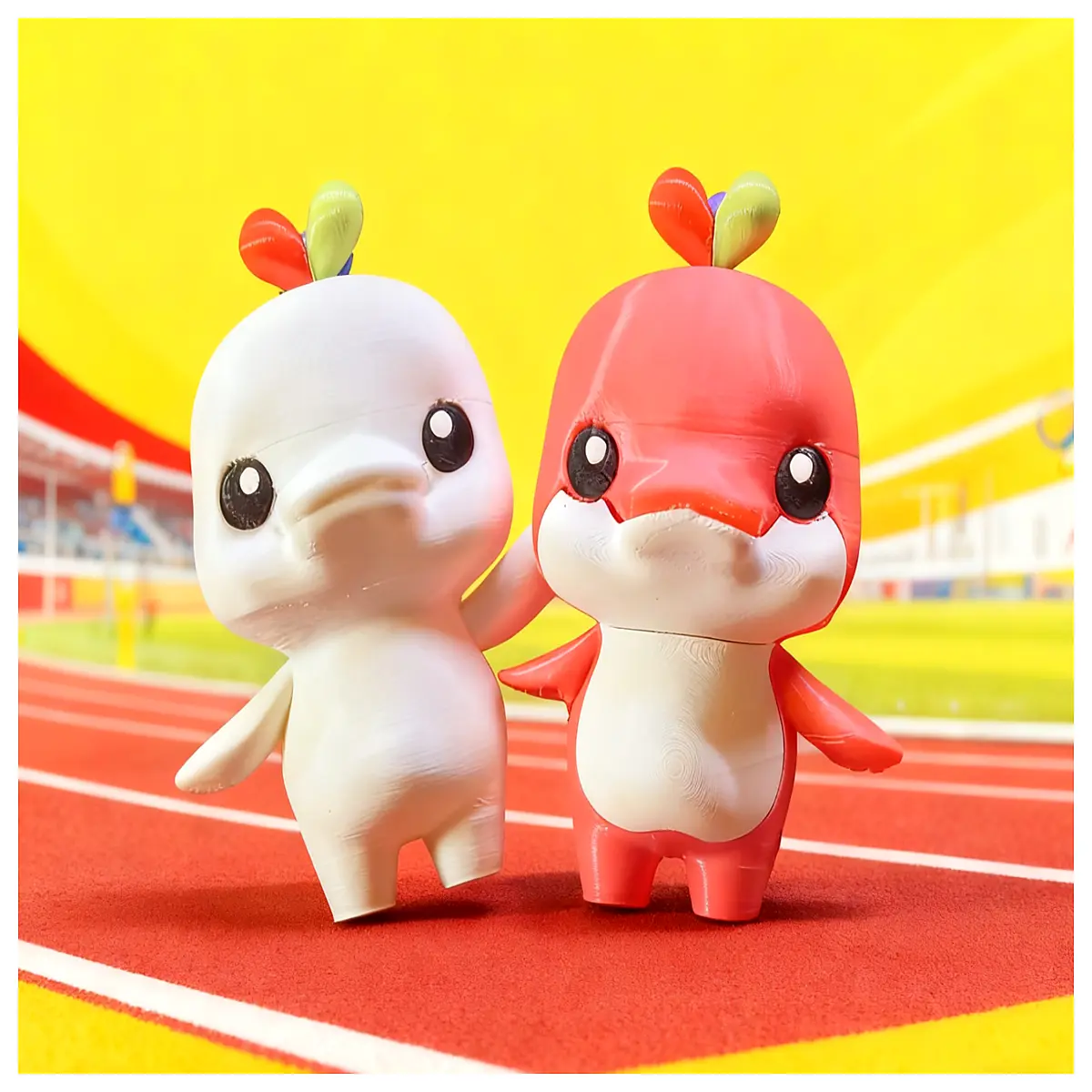 Pow Hai Dolphin Bay Chicken Split Piece Olympic Mascot Le Rong Rong Toy Model Anime Collectible