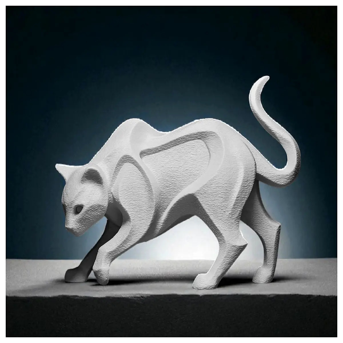 modern minimalist walking cat figurine sleek design home decor office desk ornament