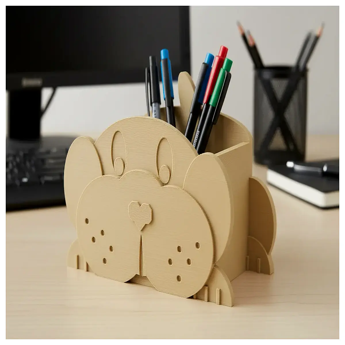 cute cartoon dog pen holder desk organizer stationery storage box for kids office supplies
