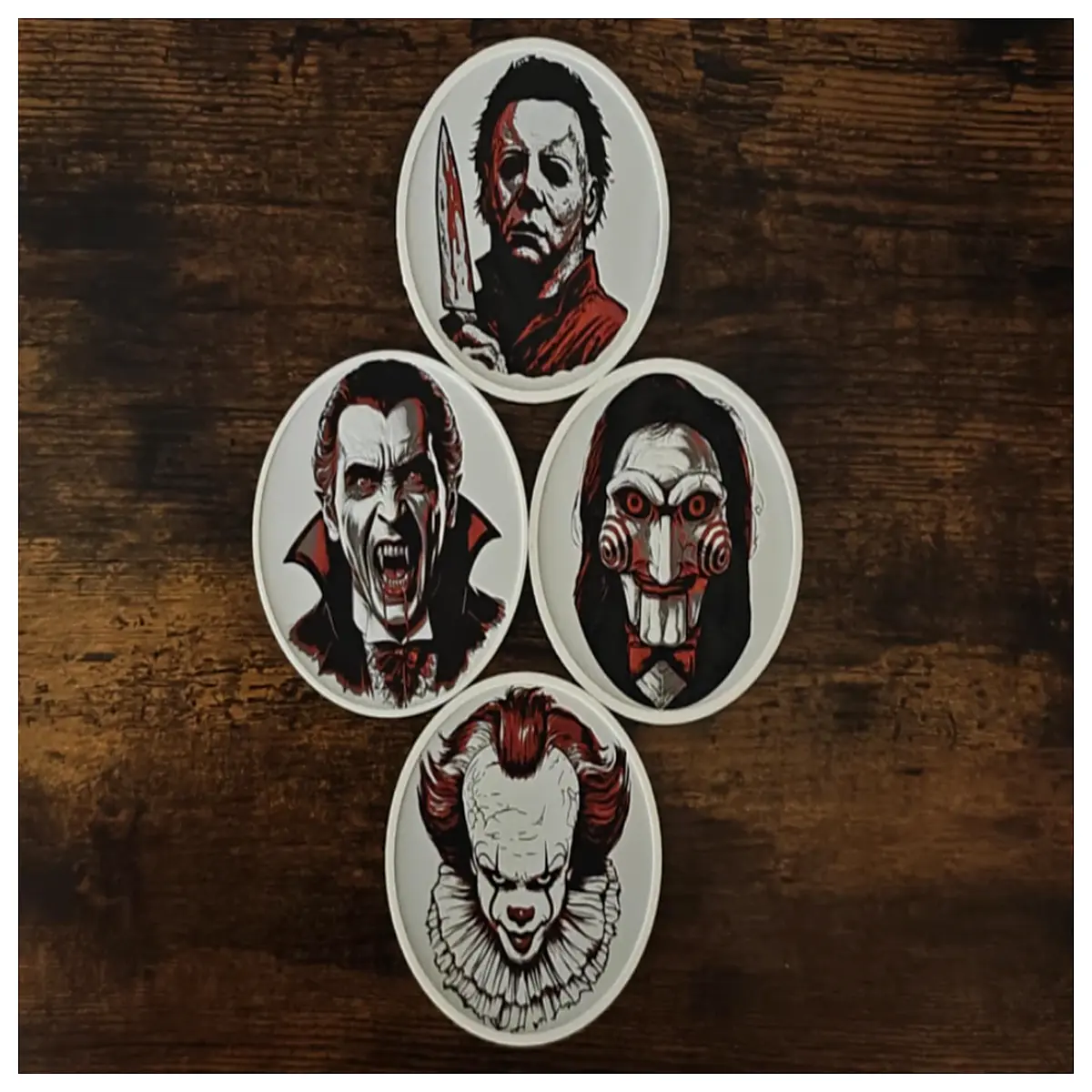 Halloween Killer Coasters Spooky Mat Set for Desk Decoration Party Favors Festive Gift