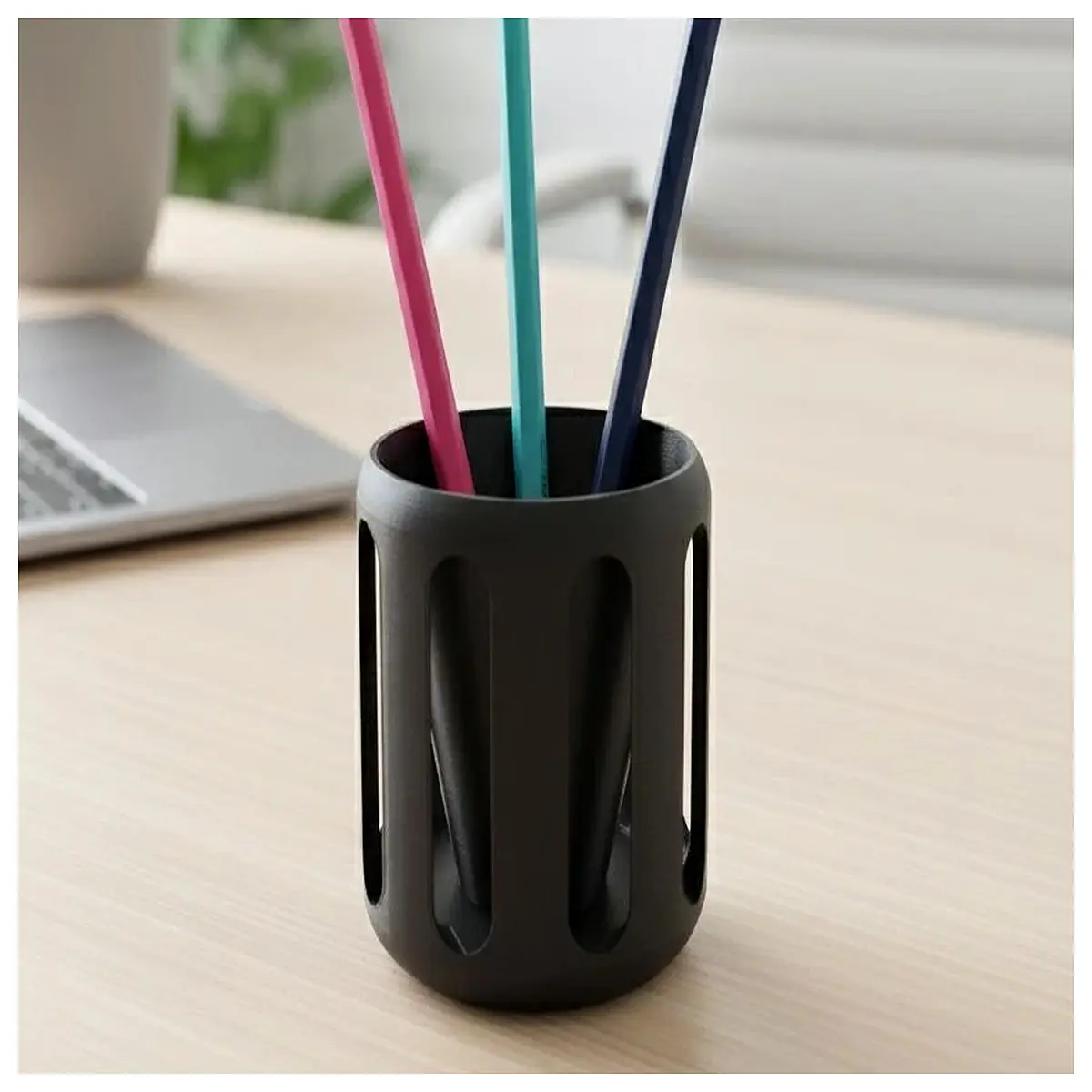 modern mesh desk organizer pen holder with ventilation holes for office supplies storage and air circulation
