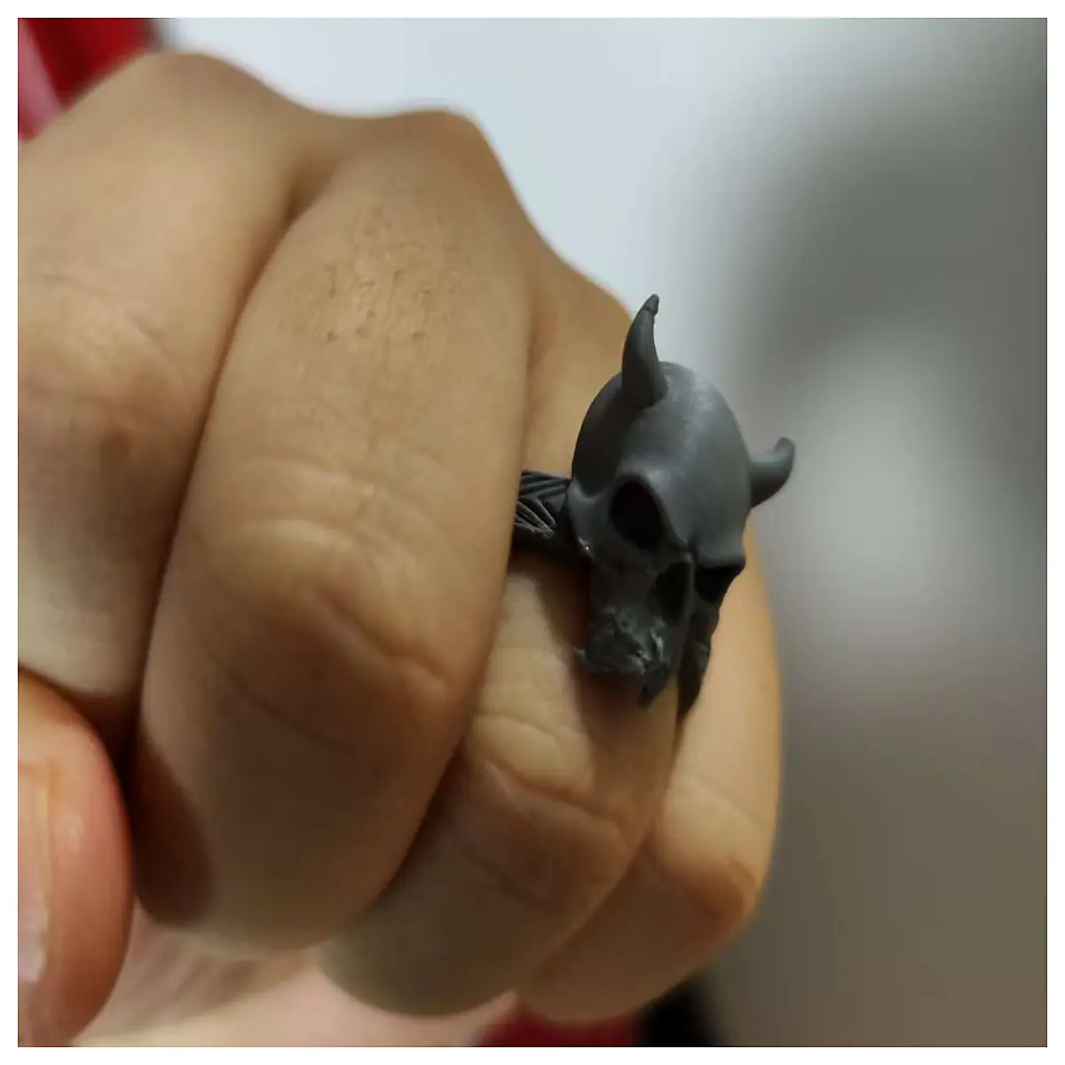 gothic demon ring silver spiked skull jewelry for men women metal rock punk aesthetic alternative fashion
