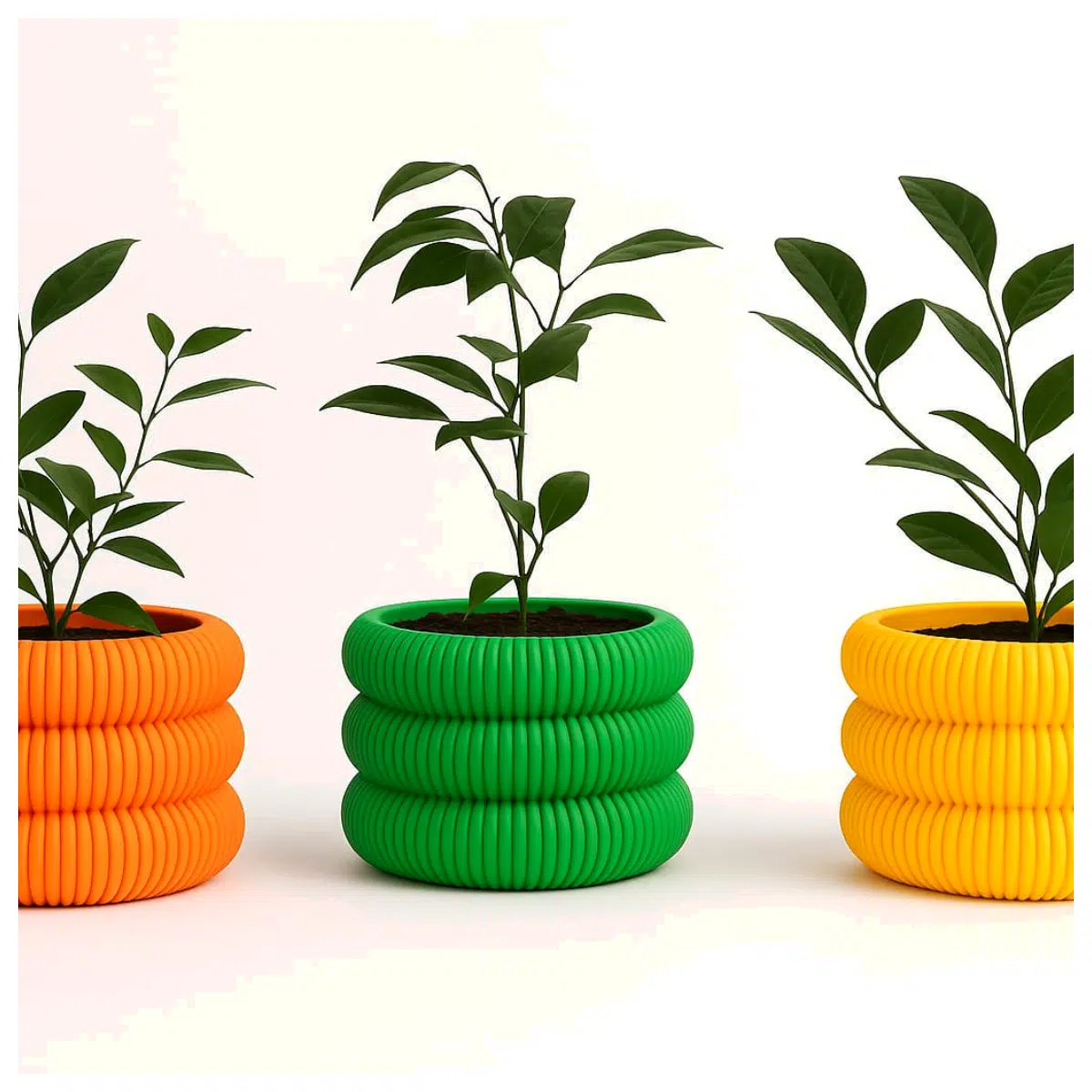 ribbed round planter pot for indoor plants succulents cactus modern ceramic flower pot with drainage