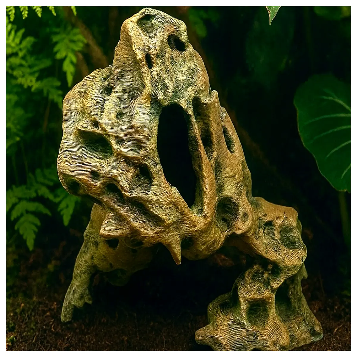 miniature cave diorama for terrarium realistic rock formation decoration for reptile habitat mossy stone grotto scenery for gecko tank