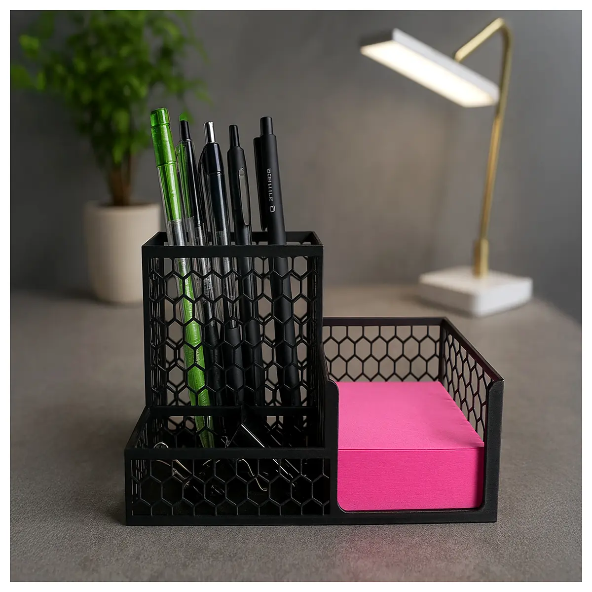Sticky Note Dispenser Organizer Automatic Storage Paper Holder Desk Organizer Paper Clip Stand Up Storage Space Saver