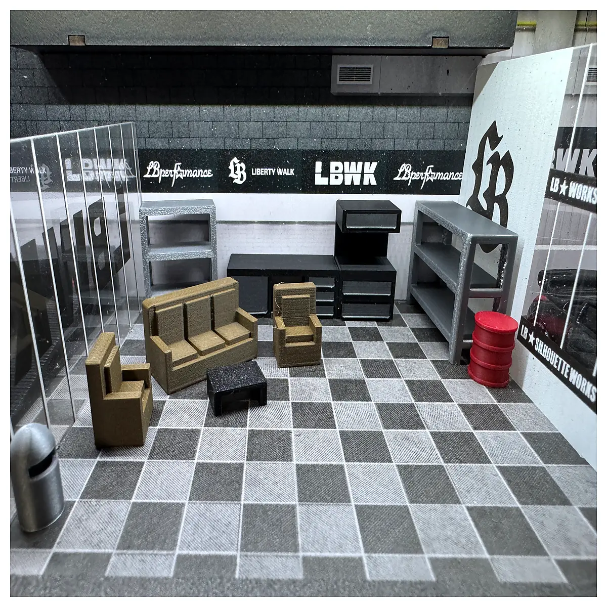 164 Scale Garage Furniture Parts Sofa Sets Storage Tables Home Decor Accessories Living Room Furniture Components Garage Organization Kits