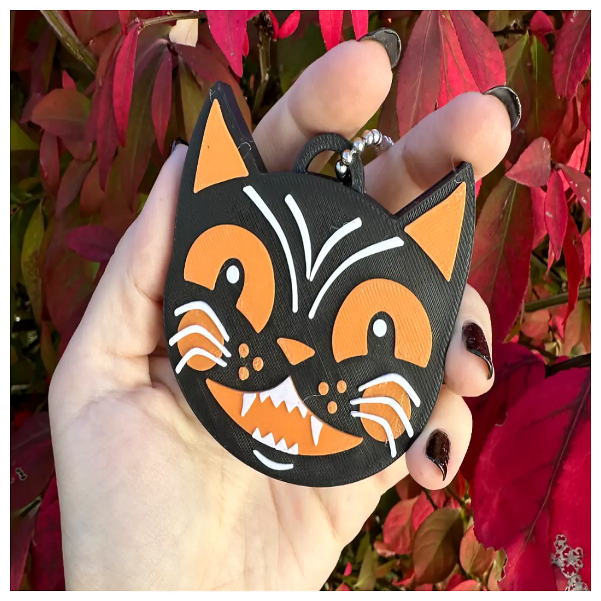 Retro Cat Charm Keychain Mirror Decoration Cute Miniature Figurine Cat Memorial Gift Pet Keepsake Vintage Style Ornament