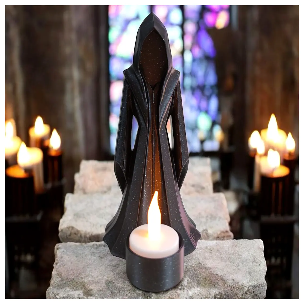 modern flame candle holder aesthetic home decor mood lighting for living room table centerpiece mystical gothic style