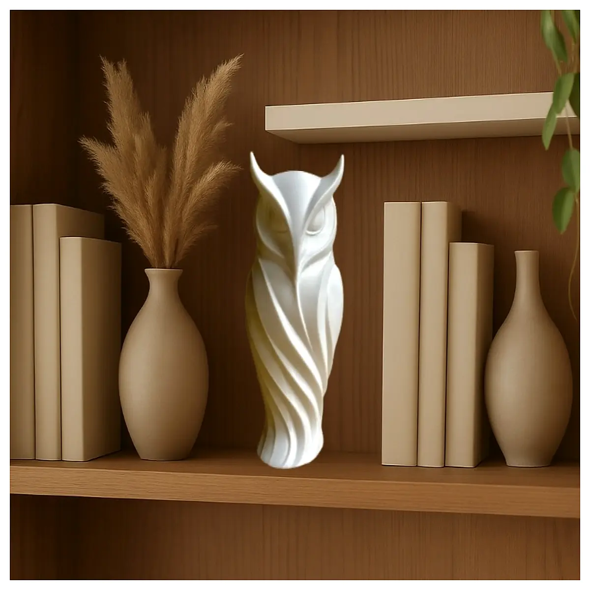 Stonefeather Owl Sculpture Elegant Decor Living Room Shelf Accent Natural Style Art Bird Figurine