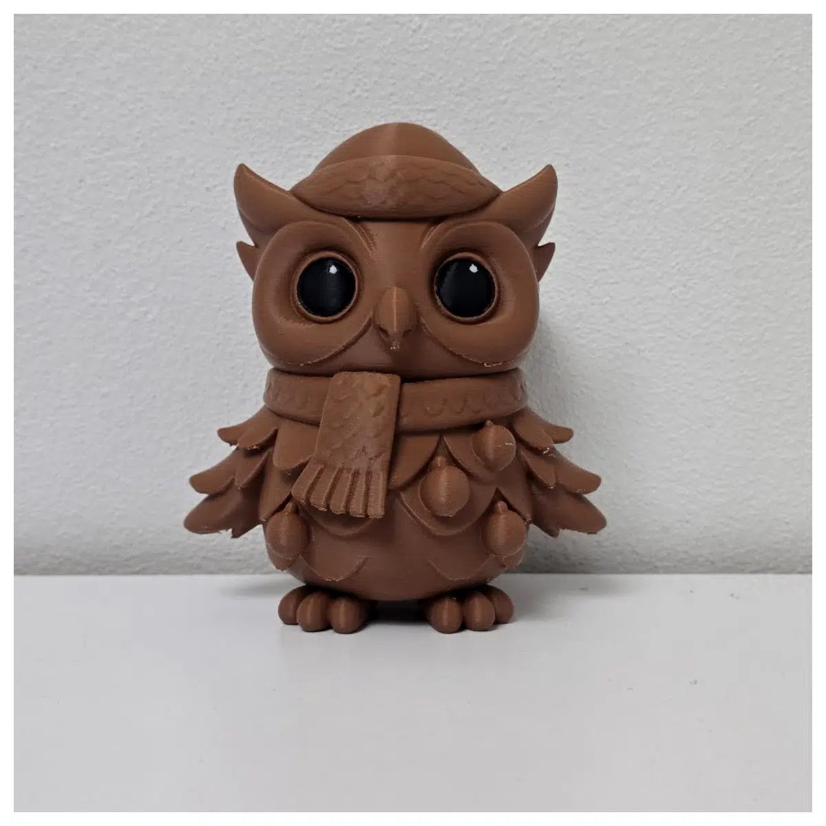 smart owl figurine with scarf and hat holiday home decor festive winter animal statue cozy cabin aesthetic ornament bird lovers