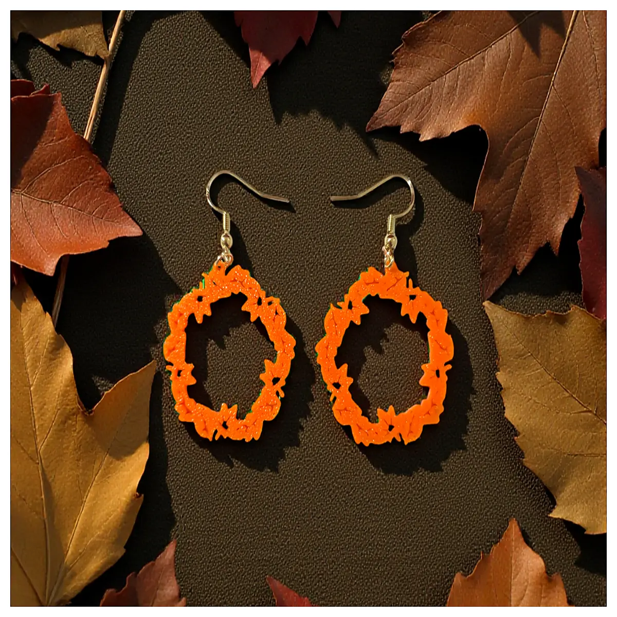 Autumn Flower Hoop Earrings Women s Decorative Earring Elegant Floral Ear Clips Party Gift Accessories