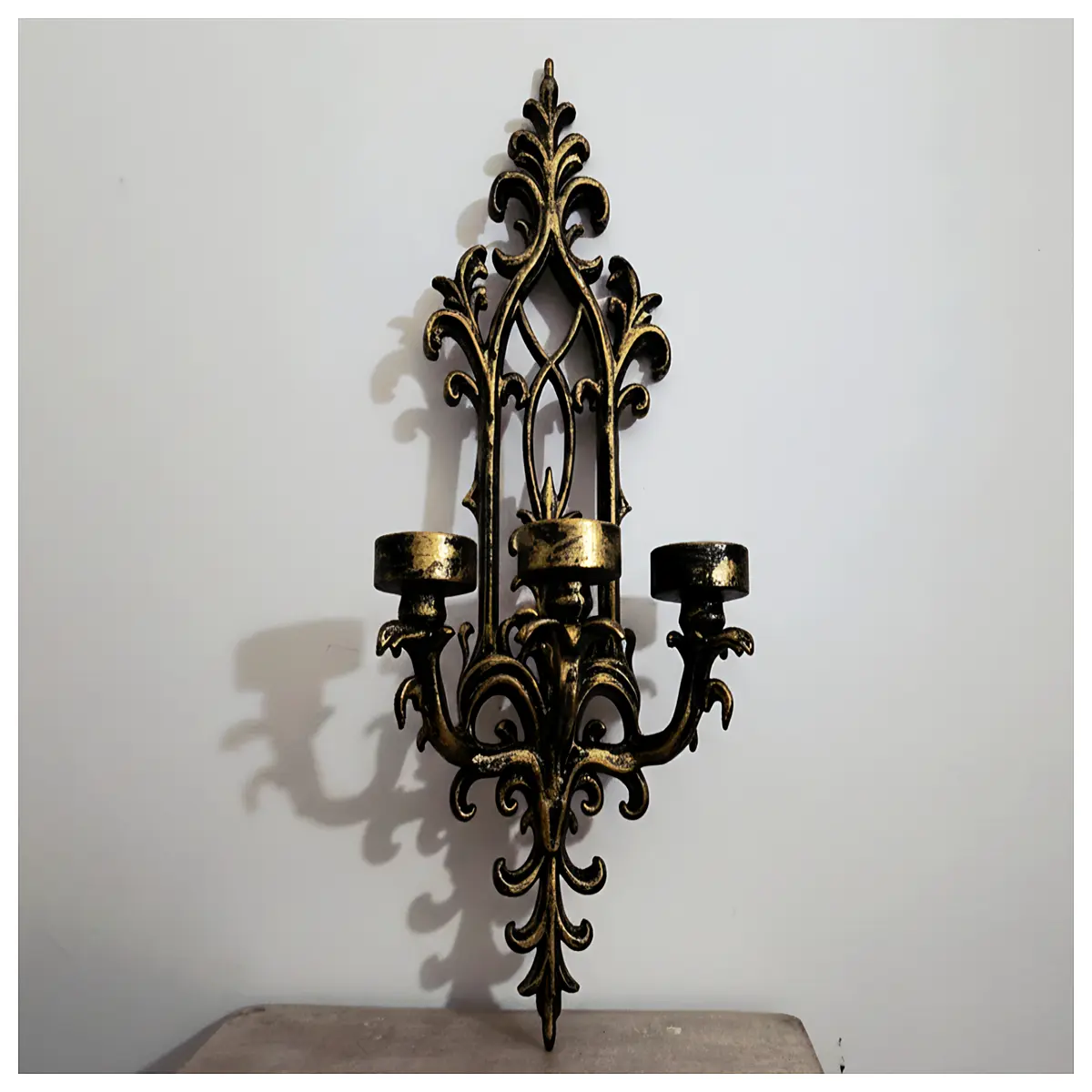 gothic wall sconce candle holder 3 arm vintage black iron metal wall for bedroom hallway goth decor