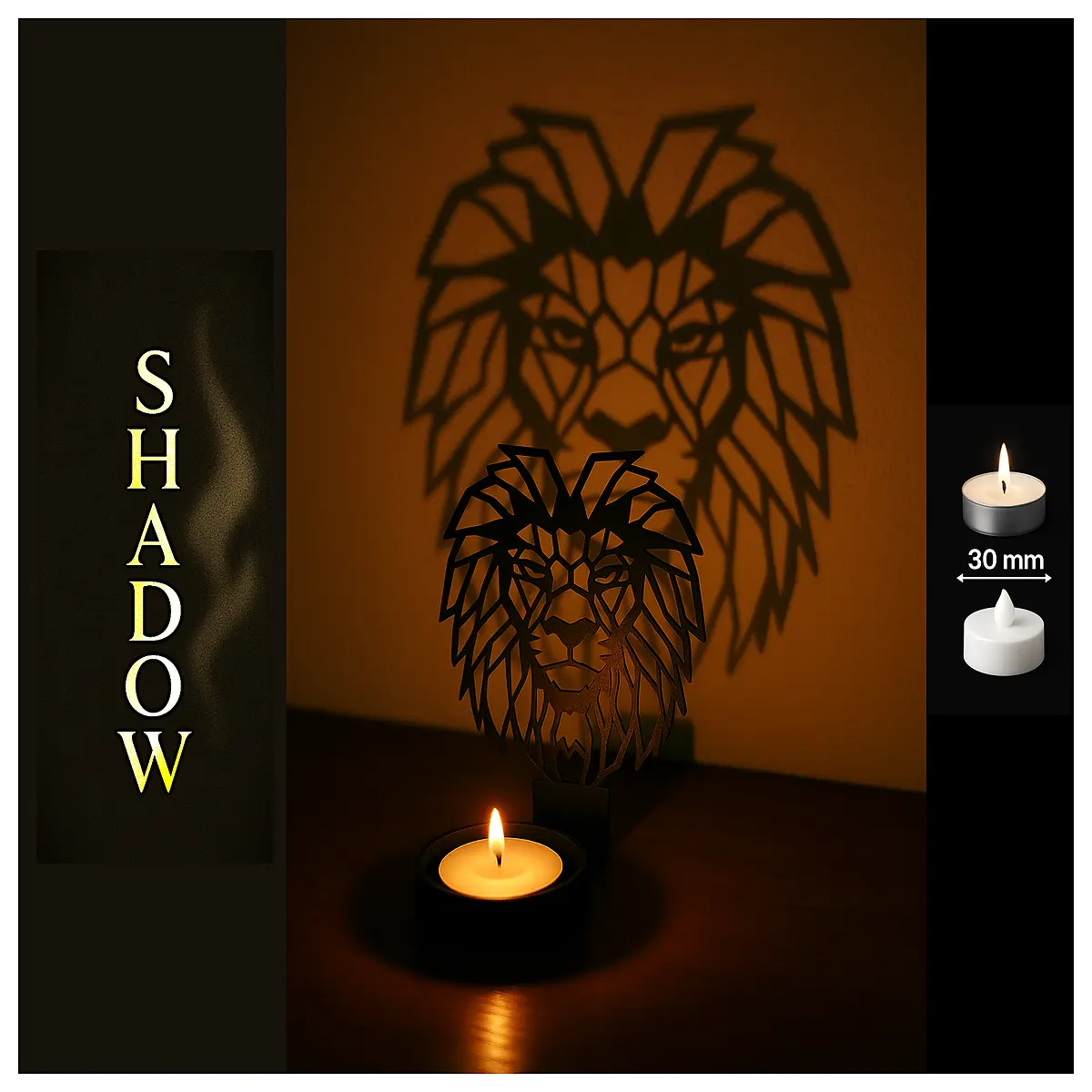 printed lion sculpture art home decor modern geometric night bedroom desk accent lighting men