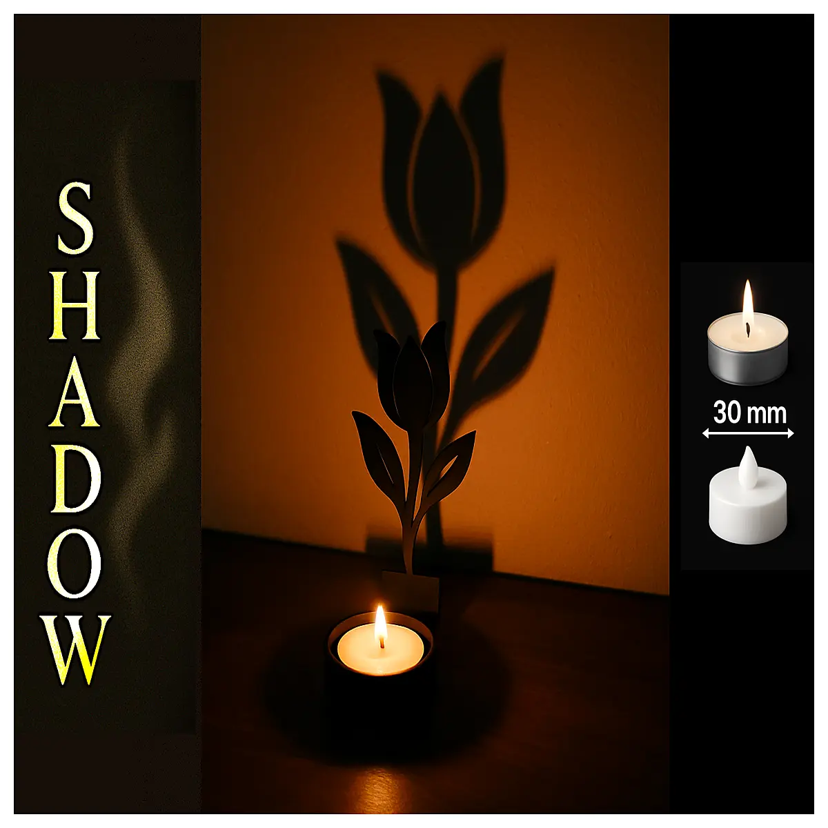 tulip shadow wall art modern floral silhouette decor minimalist black tulip print for bedroom living room abstract flower wall hanging