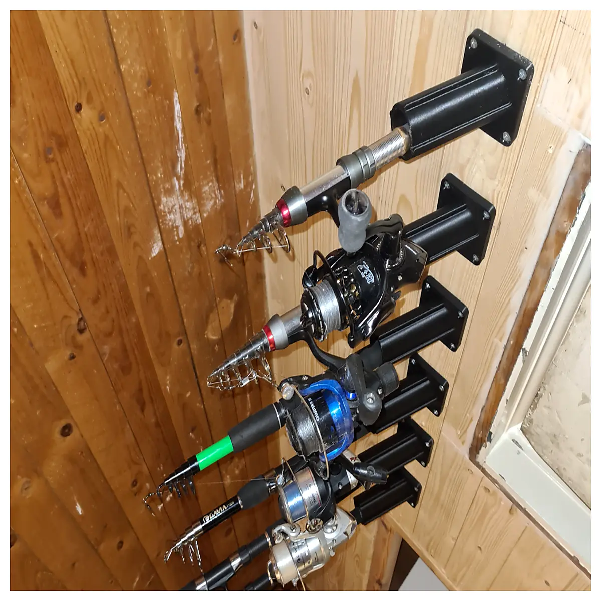 Retractable Fishing Rod Wall Mount Storage Fishing Rod Holder System Tackle Storage Solutions Rod Tip Fixation