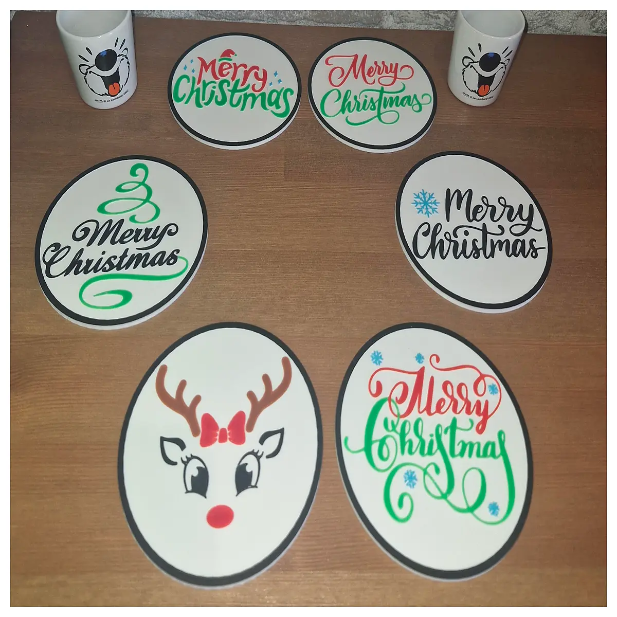 christmas coasters set of 6 festive holiday drink mats table protection for wine coffee mug non slip decorative party home decor gifts