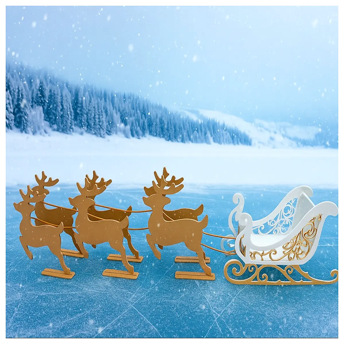 outdoor christmas sleigh decoration with reindeer statue for yard garden lawn holiday
