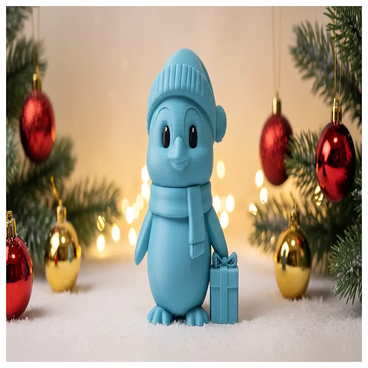 Christmas Penguin Figurine Hat Scarf Gift Decoration Cute Penguin Toy Festive Display Christmas Gift Home Decor