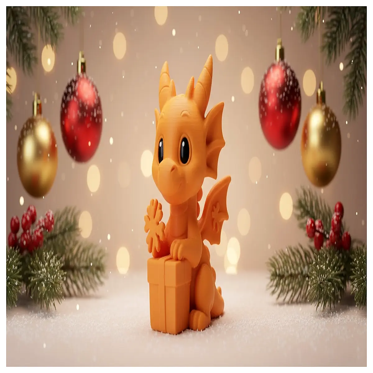 Holiday Dragon Spinning Figurine with Floral Gift Box Festival Decoration Dragon Dance Toy Spin Figure Year of the Dragon Family Friends