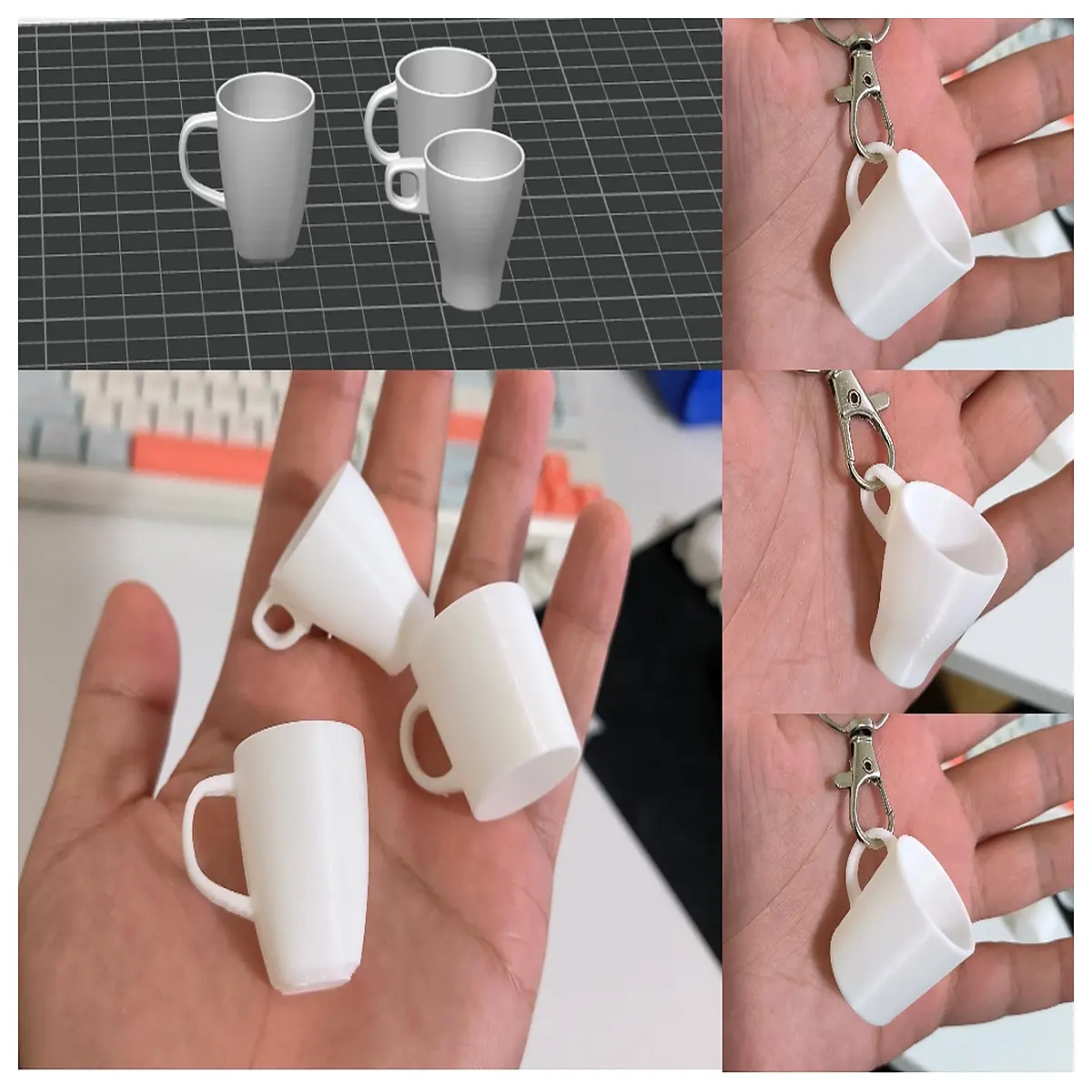 Mini Mug Model Coffee Cup Keychain Desktop Decoration Small Gift Collection Accessory Scene Props