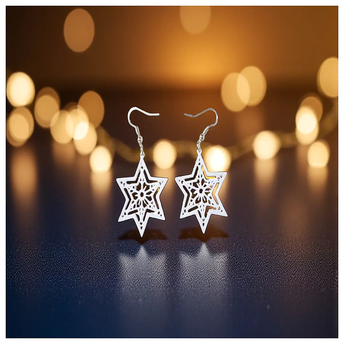 Christmas Star Earrings Women Festive Decoration Sparkly Drop Earrings Christmas Gift Party Accessories Festive Earring Elegant