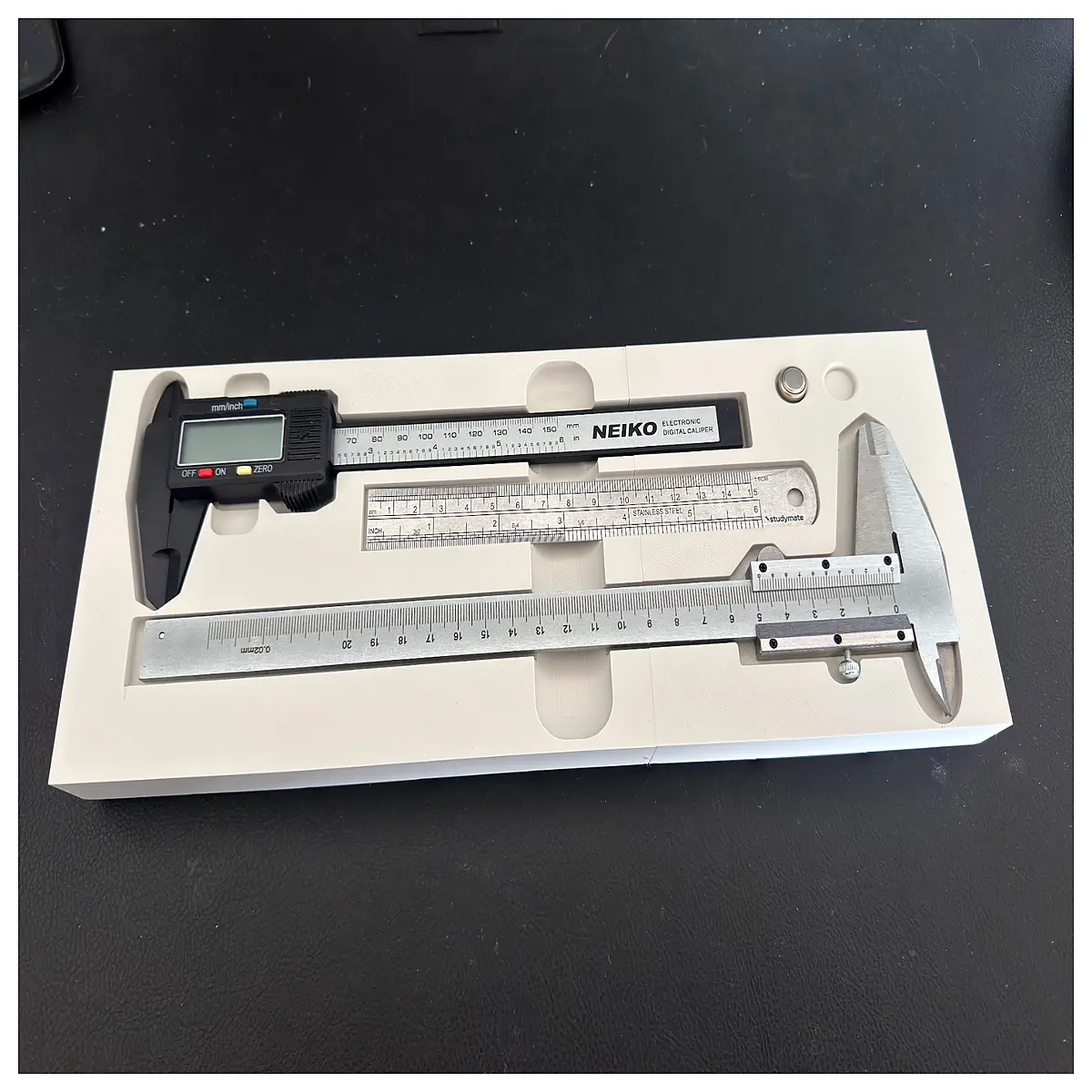 Gridfinity 6 8 Inch Caliper Ruler Holder 8x3 Desktop Organizer Measuring Tools Parts Accessories Space Saving