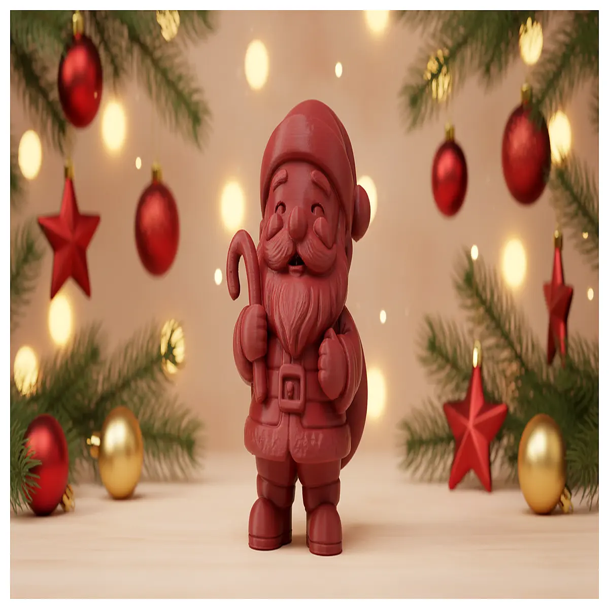 santa claus figurine holding cane and gift bag christmas holiday home decor festive table centerpiece for winter party