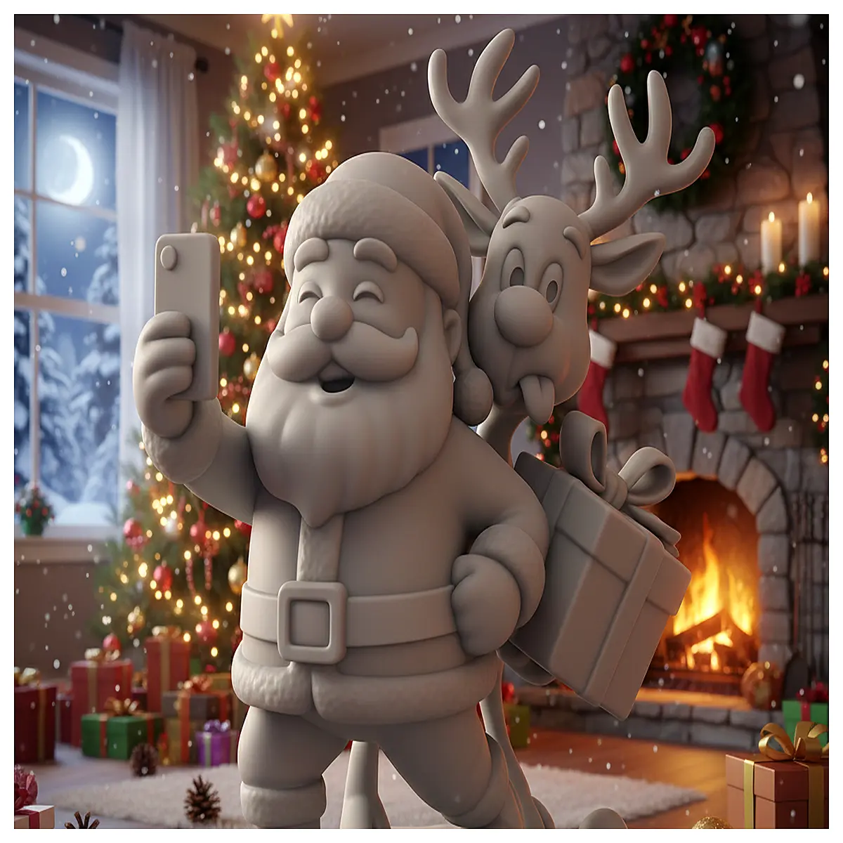 funny santa and reindeer selfie stick for christmas party decorations holiday photo booth props festive family portrait accessories