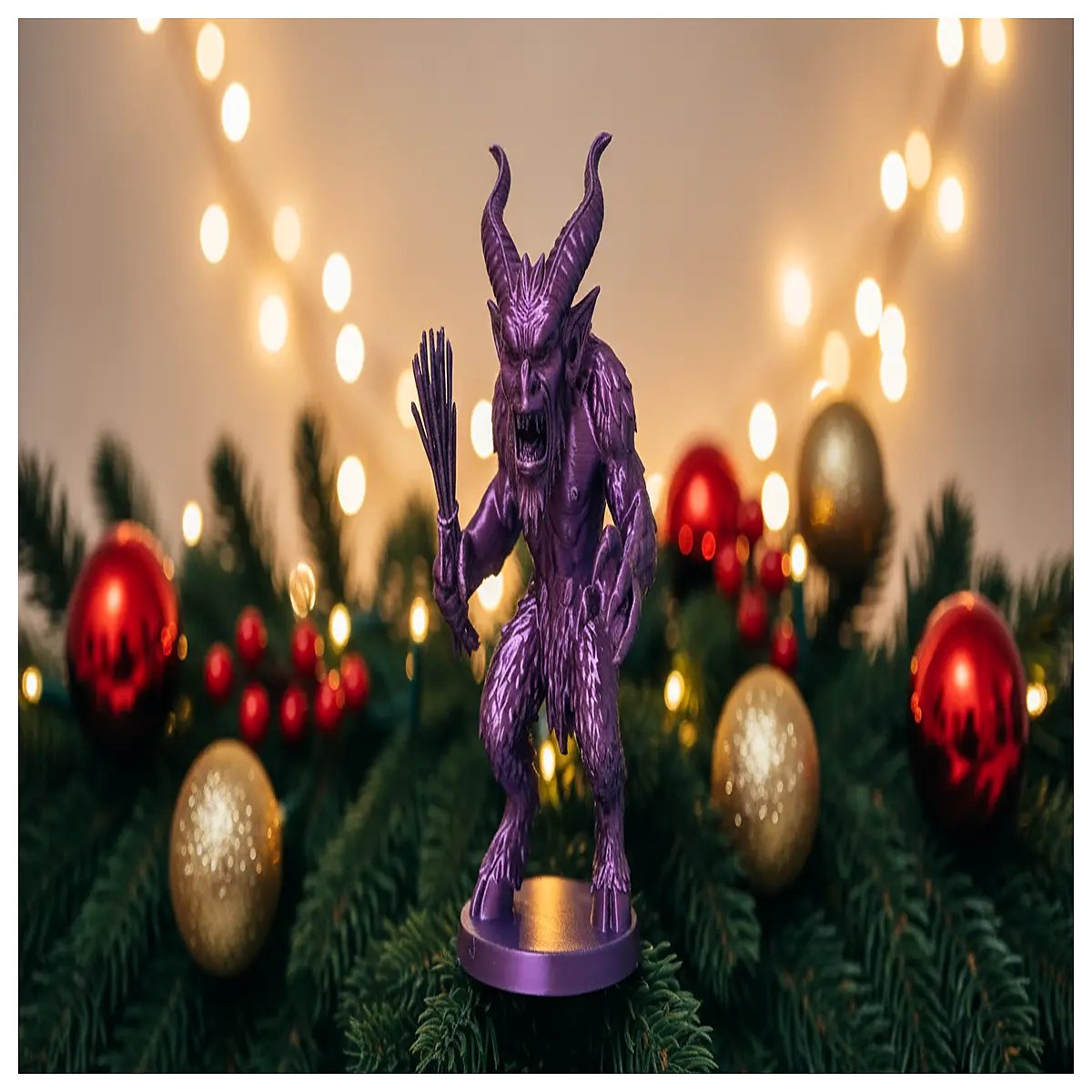 Furry Kamsa Christmas Figure with Birch Branch Festive Ornament Christmas Decoration Holiday Gift Tree Accent