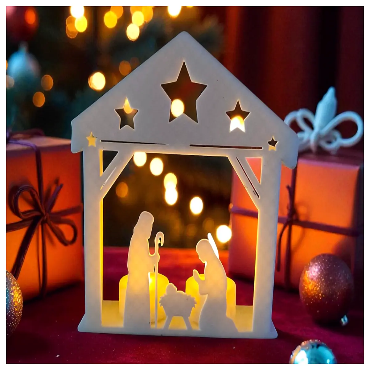 Christmas Scene Candle Holder Festive Decor Christmas Tree Accessory Holiday Decoration Scene Lighting